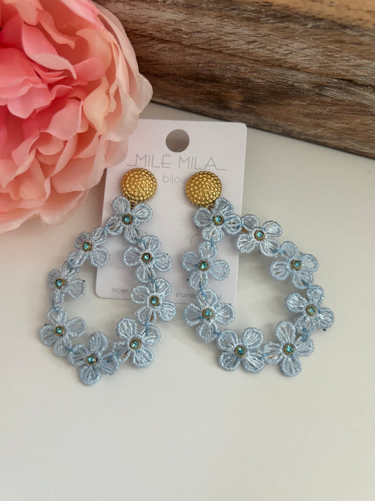 Boucles d’oreilles gouttes bleue ciel