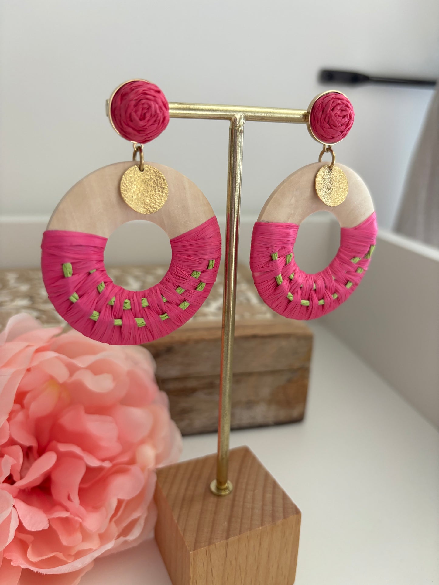 Boucles d’oreilles rondes rose