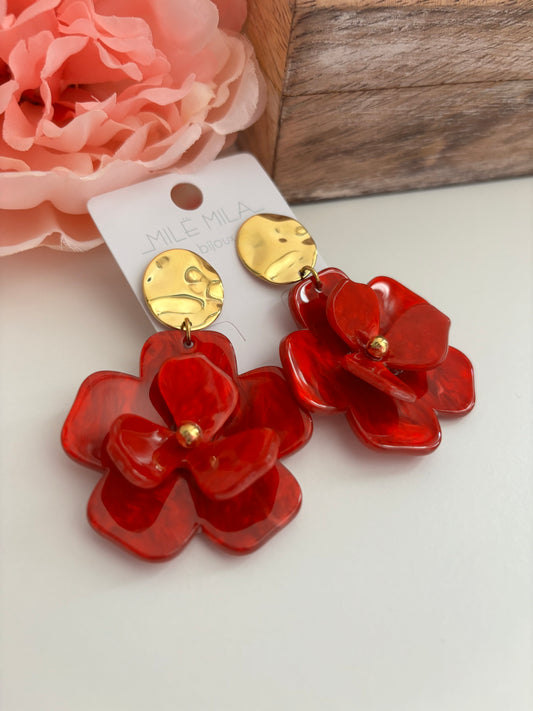 Boucles d’oreilles Fleurs 🌹 rouges