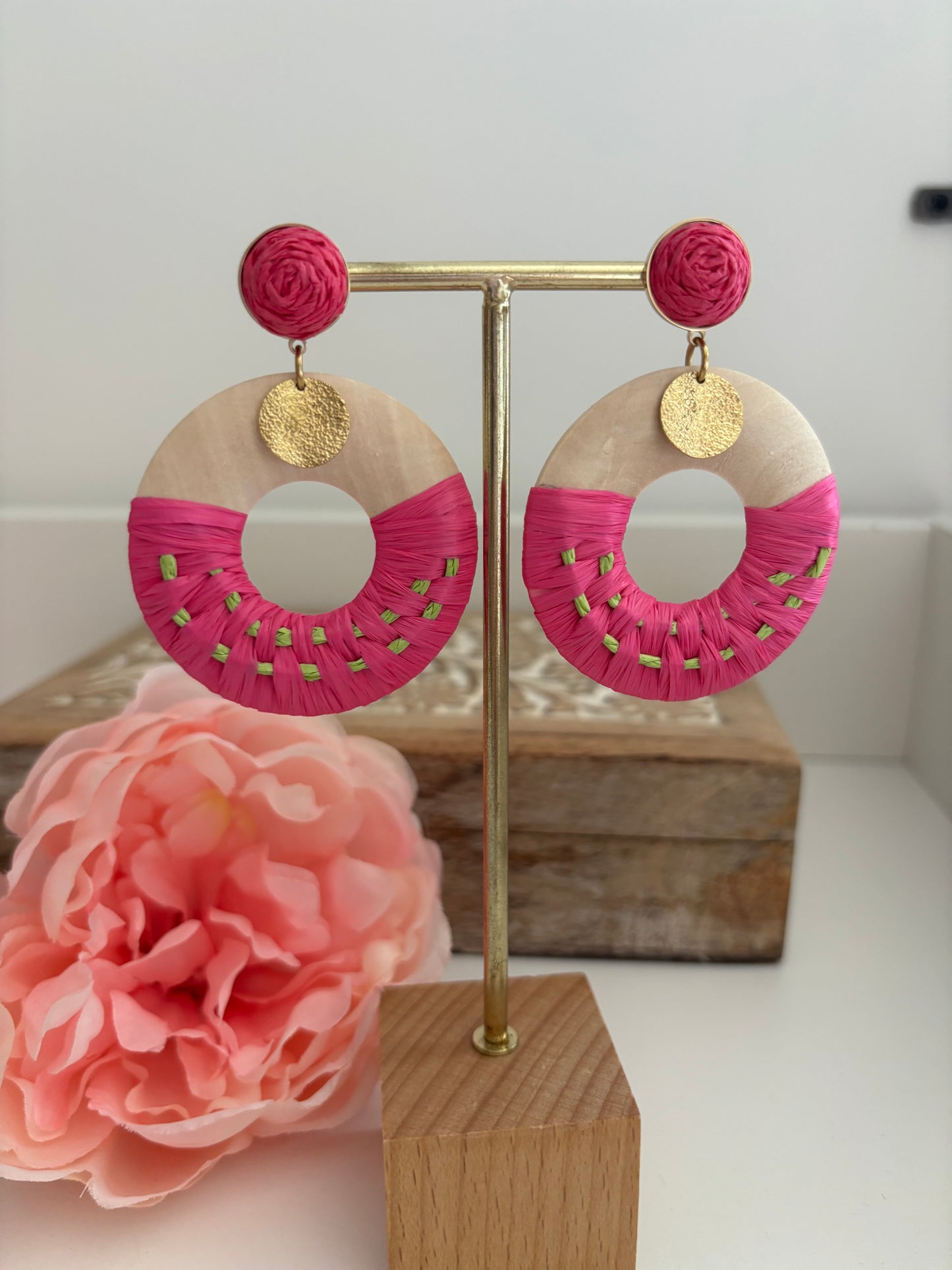 Boucles d’oreilles rondes rose