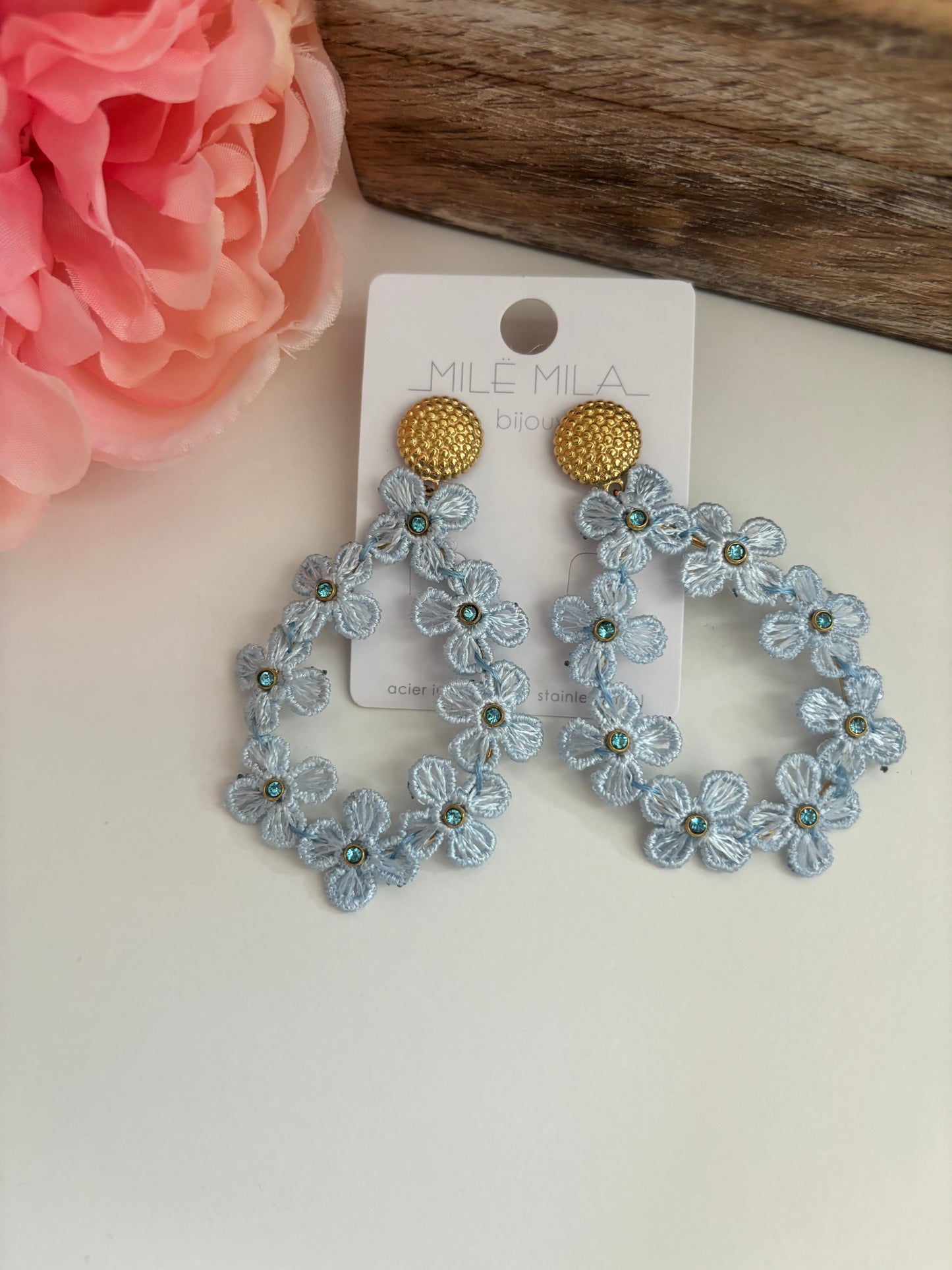 Boucles d’oreilles gouttes bleue ciel