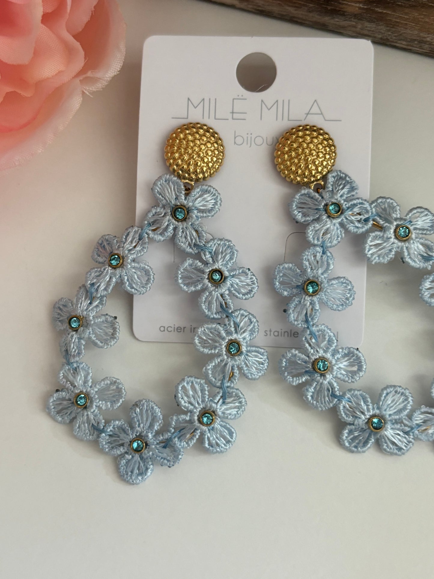 Boucles d’oreilles gouttes bleue ciel