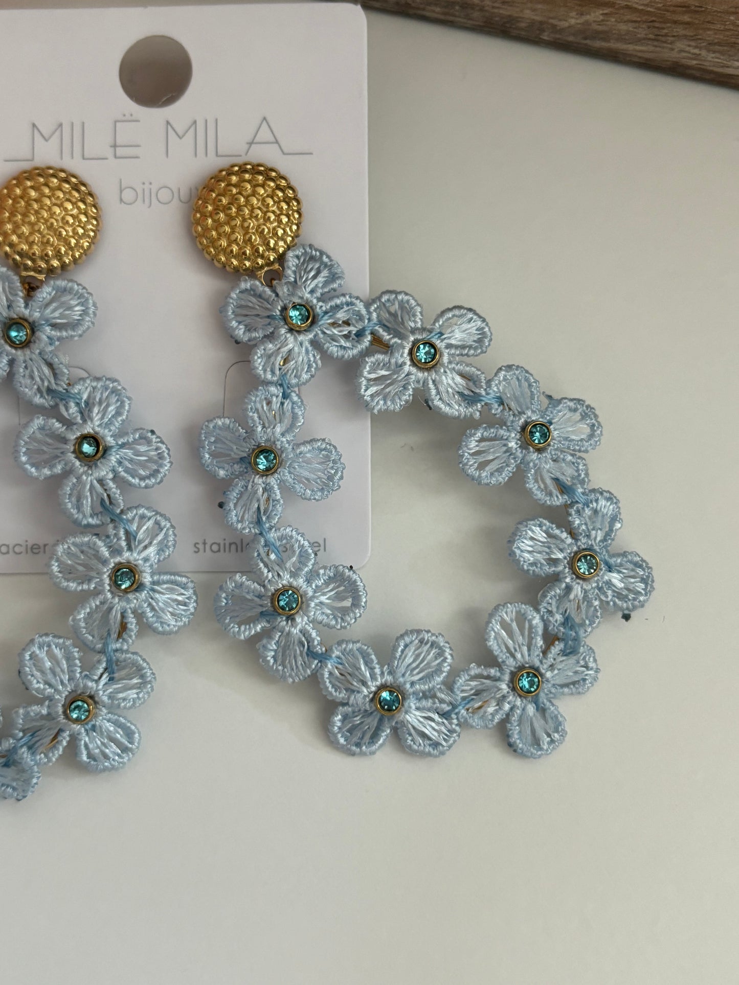 Boucles d’oreilles gouttes bleue ciel