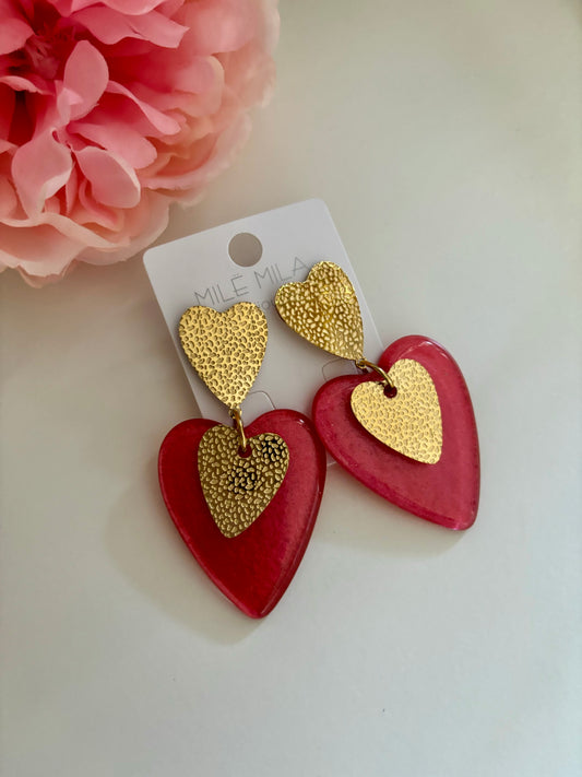 Boucles d’oreilles cœurs rouge