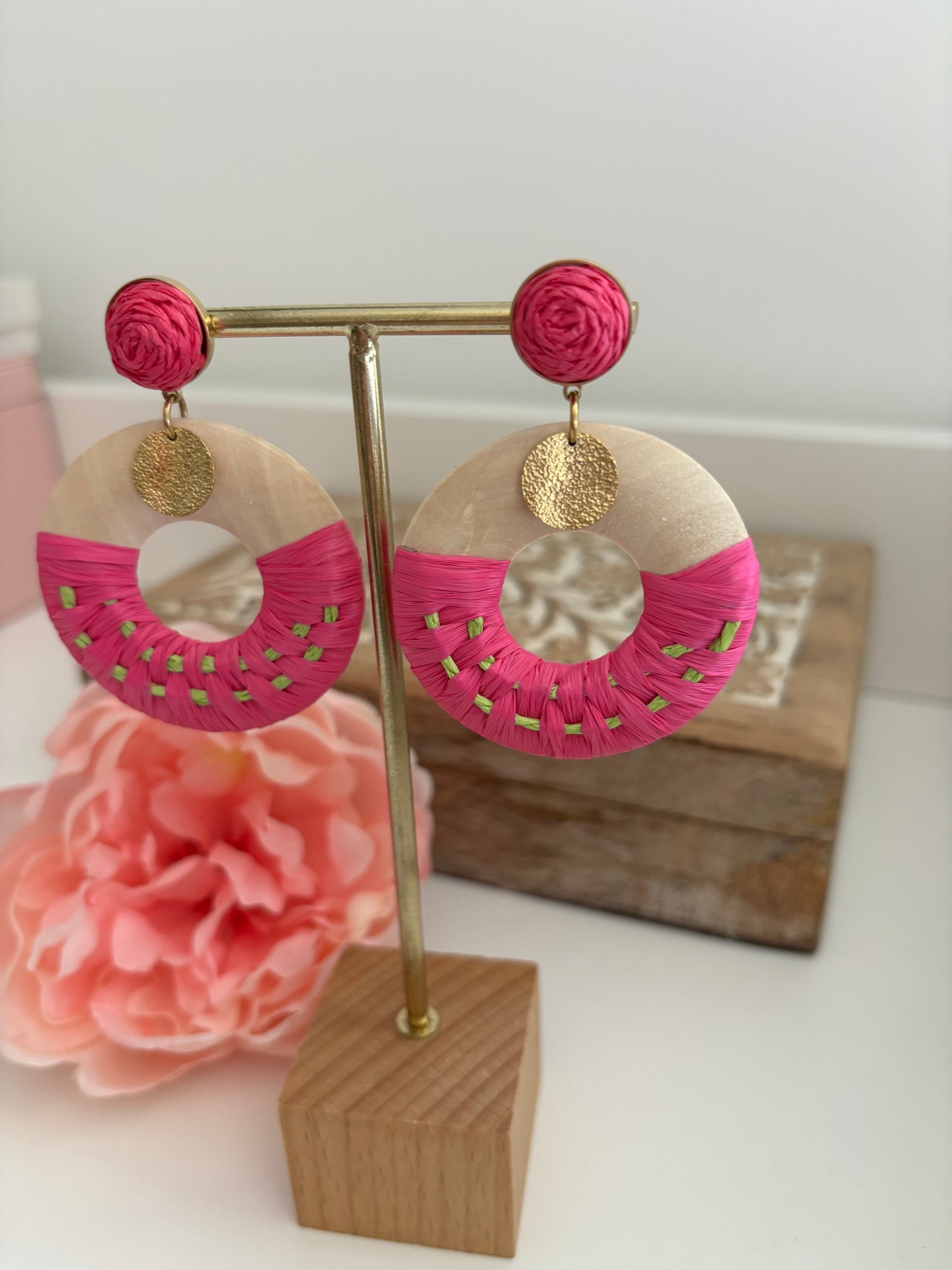 Boucles d’oreilles rondes rose