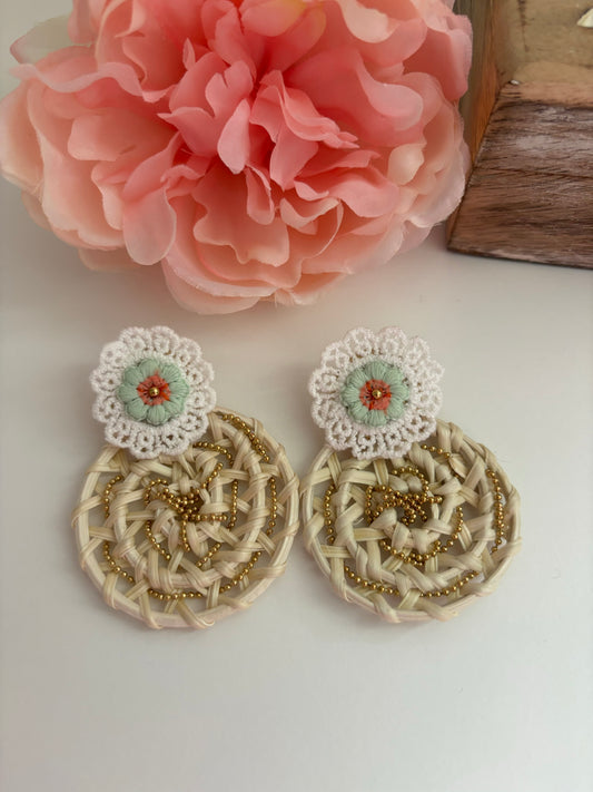 Boucles d’oreilles Dentelle et Raphia